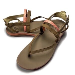 Chaco Women’s Loveland T-Strap Thong Sandals Leather Brown Pink Size 8